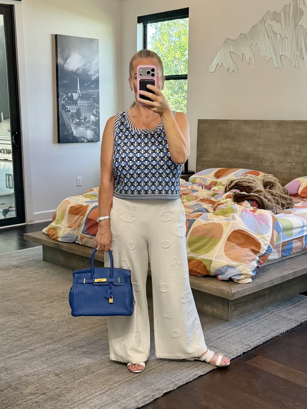 A remixed look — blue Chanel knit tank